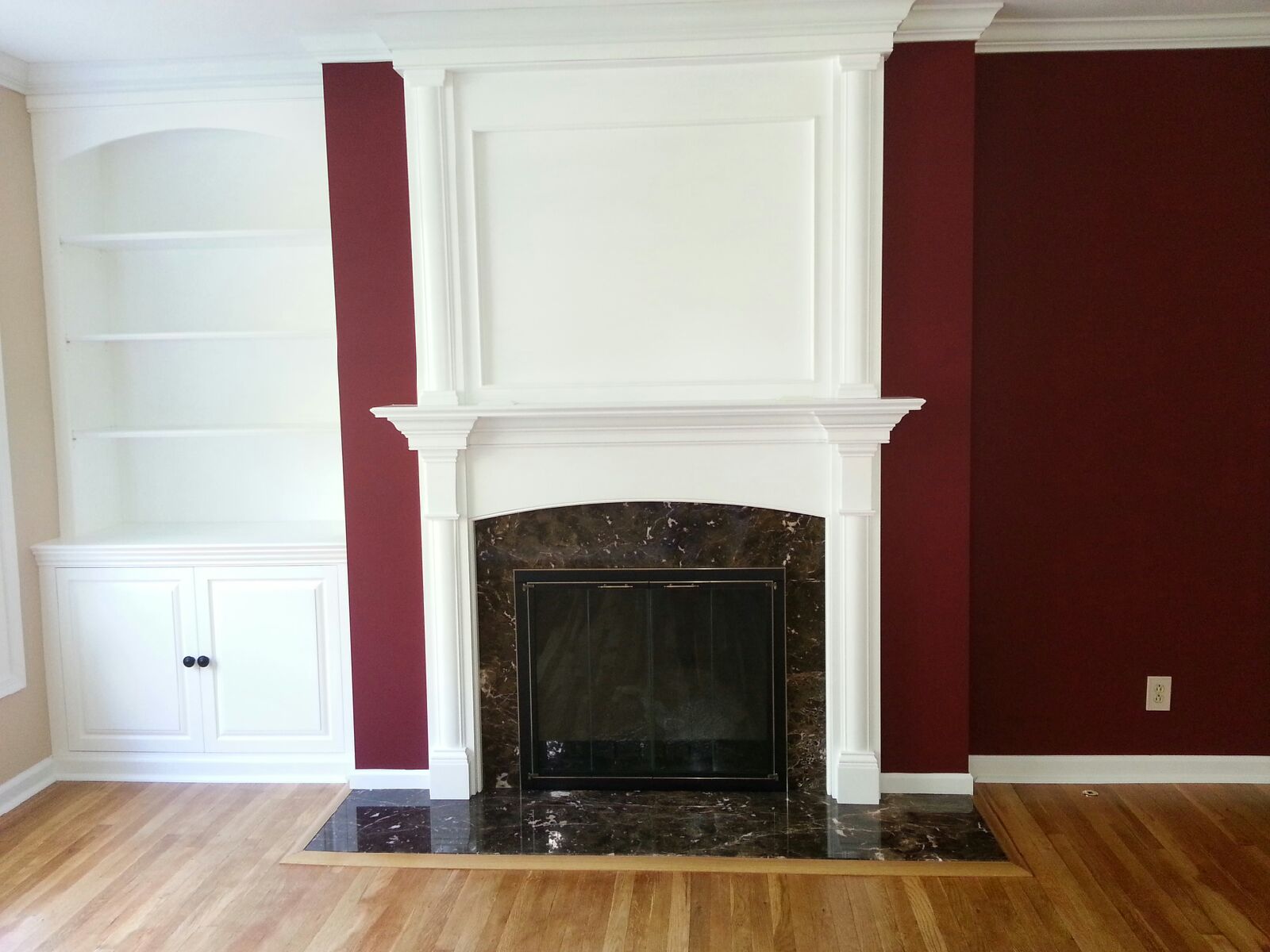 All Custom: Stoll Door, RFS Andover Mantle, Overmantle, Built-in Cabinetry 29167