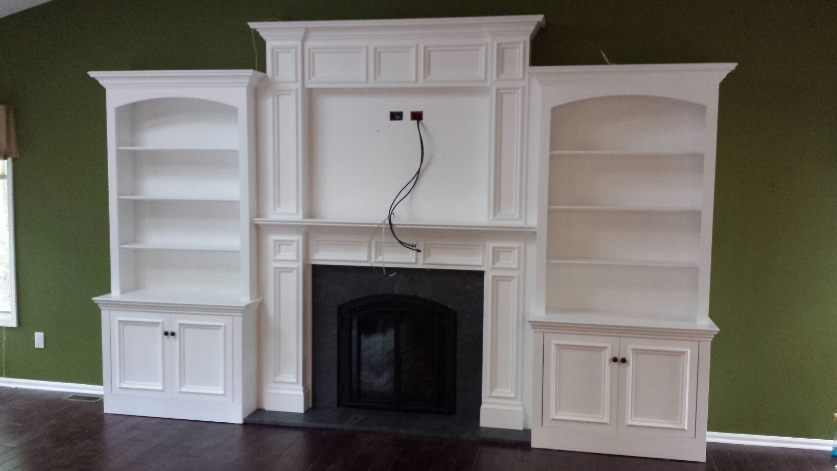 Gas Fireplace w/ built-in bookcases